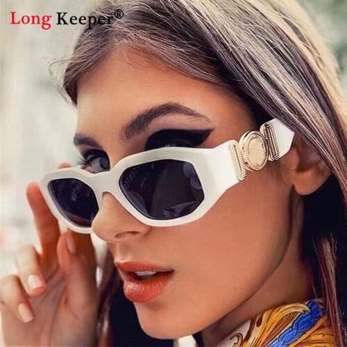 2021 Trendy Irregular Punk Sunglasses for Women Men Rectangle Cat Eye Sunglasses Lady Retro Driving Glasses 90s Vintage Gafas
