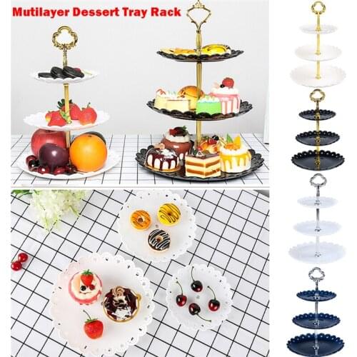 3 Tier Plastic Cake Stand Afternoon Tea Wedding Plates Party Tableware Transparent Three Layer Hot Cake Stand