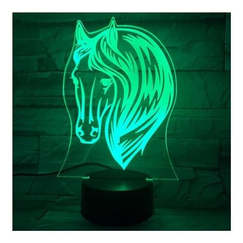 3D Night Lamp Pony Horse 7 Color Change USB Acrylic Small Light Home Atmosphere Lamp For Kids' Toys And Gifts 521