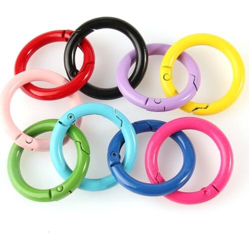 5pcs Multicolor Circle Snap Hooks Annulus Keychain Buckles Round Lobster Clasp Hook Metal Key Ring Clasp Jewelry Making Supplies