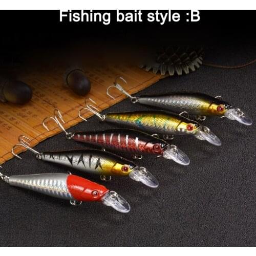 5Pcs Fishing Lures Set Hard Bait Minnow with Treble Hook Crankbait for Saltwater Freshwater