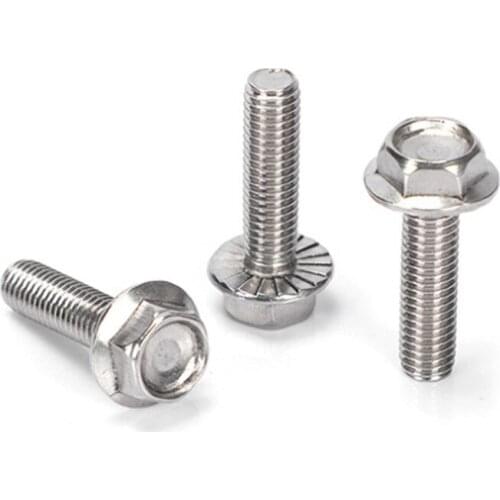 1 pack GB5787 M4 M5 M6 304 Stainless Steel Flange Face Hex Head Screw Toothed Hex Flange Bolt