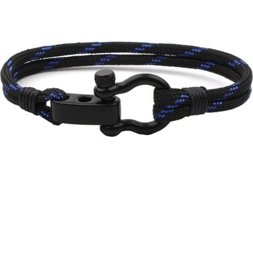 Outdoor Climbing Survival Rope Bracelet Black Stainless Steel Adjustable Buckle Bracelet Men Handmade Creative Simple Jewelry