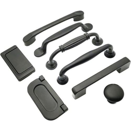 Black Handle Matte Black American Cabinet Wardrobe Drawer Handle Cabinet Dark Handle Modern Simple Cabinet Door Handle