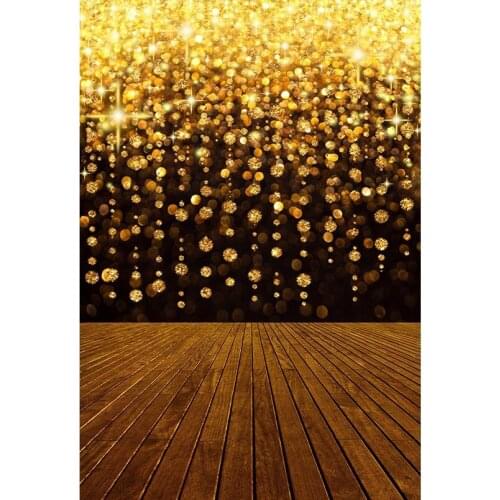 Wooden Floor Photography Backdrops Golden Balls Bokeh Backgrounds for Photo Studio Wedding Photos Baby Shower Vinyl Cloth Custom