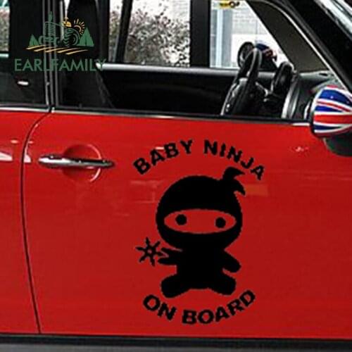 EARLFAMILY 36.5cm x 50cm Baby Ninja On Board Cute Child Safety Car Sticker for Cars Door Side Truck Window Vinyl Decal 13 Colors