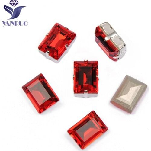 YANRUO 4527 Step Cut Light Siam Needlework Rhinestones Stones And Crystal Glass Sewing Rhinestones Diamantes Stones For Clothes