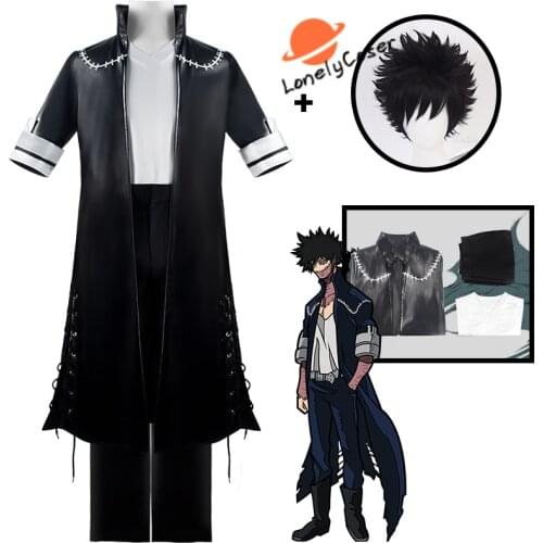 Anime My Hero Academia Dabi Cosplay Costume Wig Black Faux Leather Uniform Boku No Hero Academia Jacket Halloween Party Men