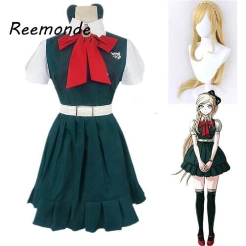 Anime Danganronpa 2 Cosplay Costumes Sonia Nevermind Uniform Sayonara Zetsubo Gakuen Girls Top Dress Wigs Hair Womens Clothing