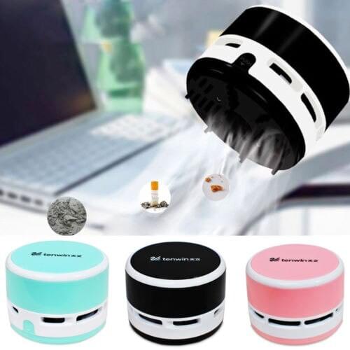 Mini Cleaner Desktop Coffee Table Vacuum Dust Collector Handheld Reusable 360° Rotatable Dust Remover for Home Office Desktop