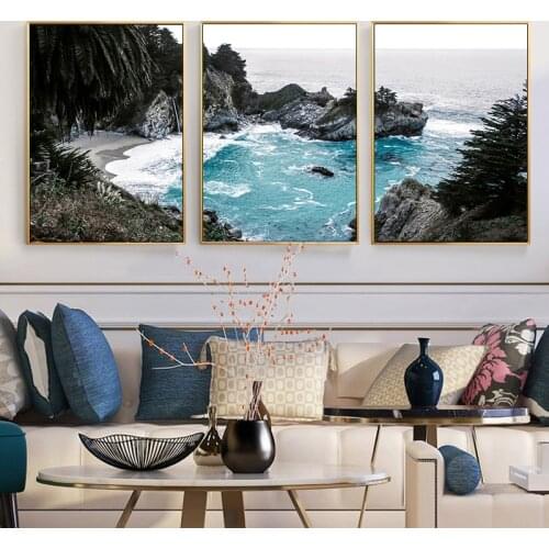 Rocky Ocean Waves Bay Landscape Painting Canvas Poster Print Nordic Style Wall Art Picture Modern Living Room Decoration