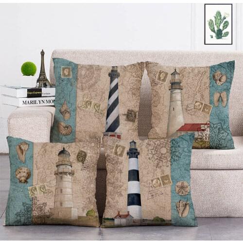 45cm*45cm Lighthouse and Letter Design linen/cotton throw pillow covers couch cushion cover home decor pillow T98