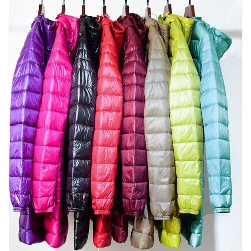 New casual Ultra Light Thin 90% White Duck Down Coat Winter Fashion S-7XL Plus Size down jacket woman Slim hooded Outwears Mw934