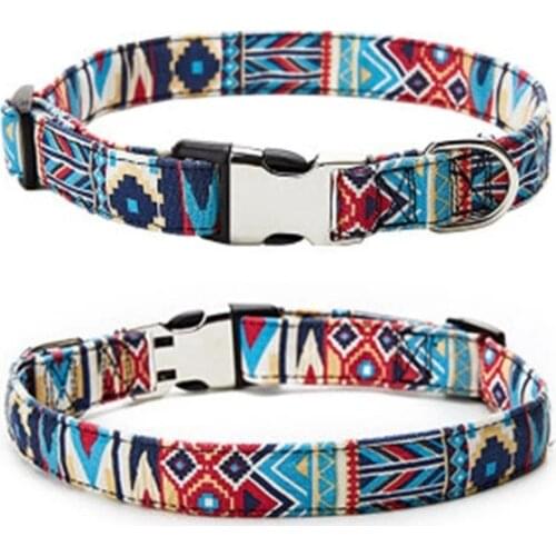 Pet Collar Personalized Bohemian Metal Buckle Dog Collar Printing Pet Leash Products Small Medium Large Dogs Decorations