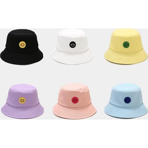 New Smile Adult Bucket Hat Soild Color Macaron Fisherman Hat Womens Panama Cap Travel Designer Summer Headdress