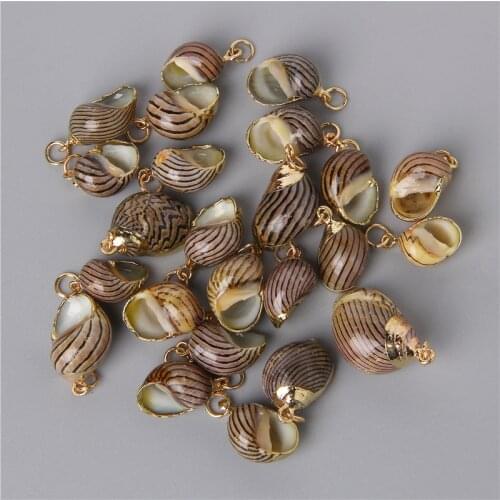 10pcs Natural Stripe Shell Fashion Raw Conch Pendants Exquisite Charms for Jewelry Making Necklaces Earring Accessories Finding