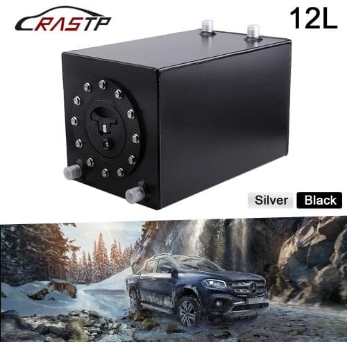 RASTP-High Quality Aluminum 12L Fuel Surge Tank Mirror Polish Fuel Cell with Cap 3 Gallons RS-OCC038