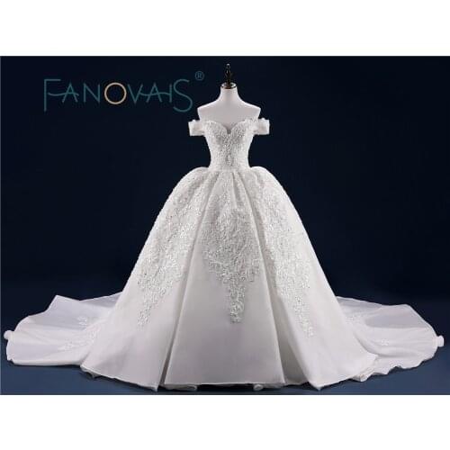 Luxury Wedding Dress Full Beading Lace Bridal Gowns With Long Train Sequin Beads Pearls Vestido de Novia Wedding Dresses