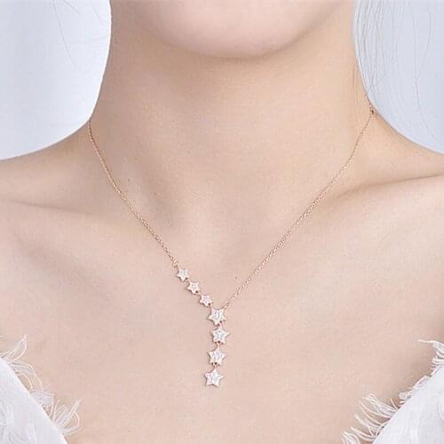 S925 Sterling Silver Seven Stars Necklace Female Korean Tassel Clavicle Chain Valentines Day Gift