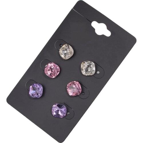 3 Pairs Stud Earrings Set Square Shape Crystal Jewelry For Women Romantic Earring Set Shiny Brithday Gift Wedding Party