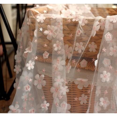 1meter net yarn embroidery fabric Lace childrens clothing embroidery fabric Fashion net yarn shirt dress