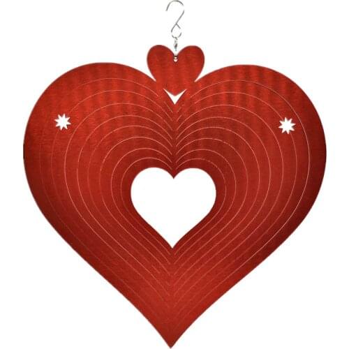 NEW Stainless Steel Wind Spinner 3D Silent Rotating Heart-Shaped Wind Chime Window Hanging Ornament Outdoor Garden Decoration