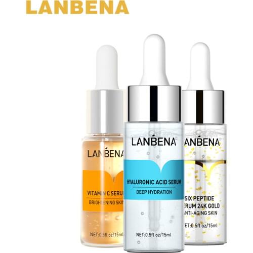 LANBENA Vitamin C Serum Serum +Hyaluronic Acid Serum Moisturizing Anti-Aging Whitening Brighten Skin Care