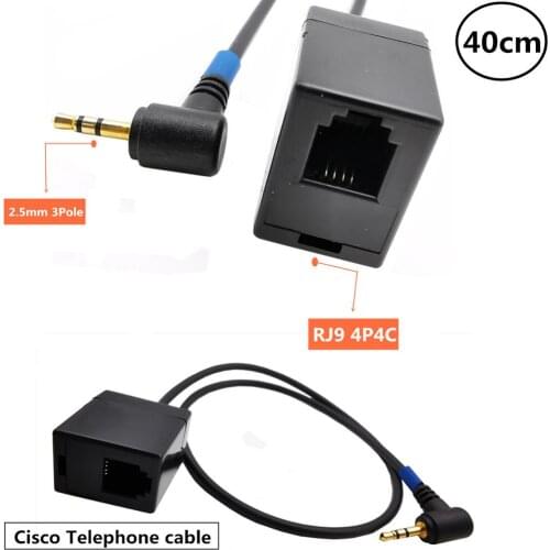 Extension Cable Adapter 2.5mm Male Jack to RJ9 4P4C Female Converter Wire for Cisco Telephone
