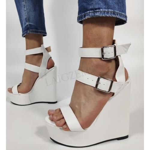 SEIIHEM Platform Sandals Buckle Strap Wedges High Heels Pumps Party Sandalia Feminina Female Shoes Women Large Size 44 45 50 52