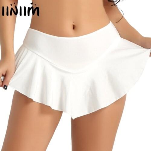 Iiniim Womens Girls Mini Costume Figure Skating Skirt Adult Dance Wear Gymnastic Leotard Dancewear Short Skirt for Clubwear