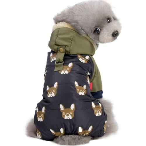 Dogs Winter Down Coat Pets Four-legged Hoodies Dog Warm Jacket Windproof Velet Fleece Dog Waterproof Button Jumpsuits Parkas