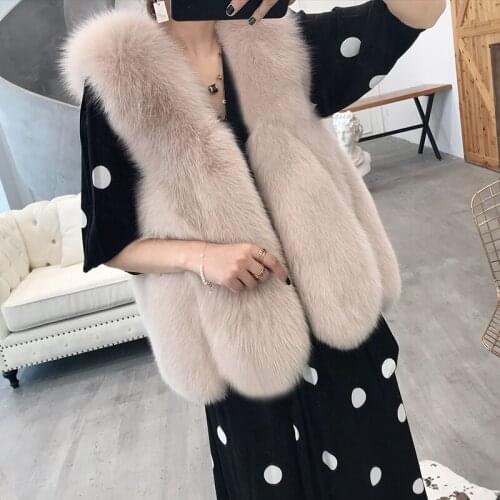 Winter Casual Real Fox Fur Vest Women Clothes Vintage Fashion Warm Slim Sleeveless Coat Manteau Femme Hiver ZL569