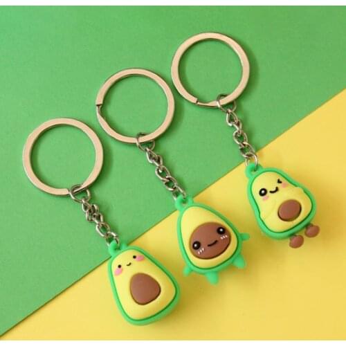1pc Cartoon Avocado Key Chain Doll Key Ring Gift For Women Girls Bag Pendant Figure Charms Key Chains Jewelry