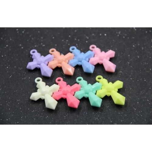 Fancy Scandal Acrylic Charm cross pendant Mixed colors Diy handmade jewelry accessories 20PCs
