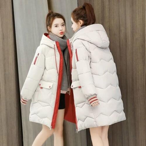 2021 Oversize Mid-long Hooded Outerwear Women Warm Winter Coat High Quality Winter Jacket Women Parker Thick Down Cotton Jacket