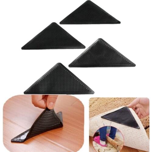 4Pcs Carpet Non Slip Mat Reusable Washable Bathroom Kitchen Floor Rug Silicone Grippers Carpet Pad Anti-slip Stickers Mats Fixed