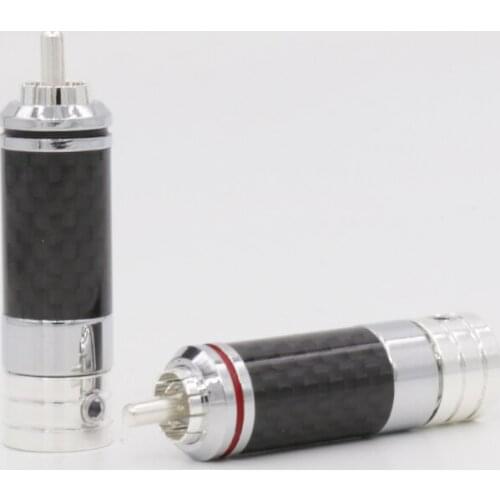 4 pcs Carbon Fiber Rhodium Plated Screw locking RCA Connector
