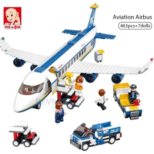 Sluban 463Pcs City Plane Traffic Airport Airbus Airplane Building Blocks Creative Sky Aviation Teaching Educational Bricks Toys