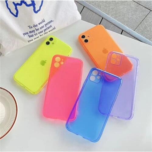 Aive Fluorescent clear silica gel Ultra-Thin TPU Matte Case for iphone 7 8 Plus SE 2020 Cases Silicone Gel Soft Back Cover Shell