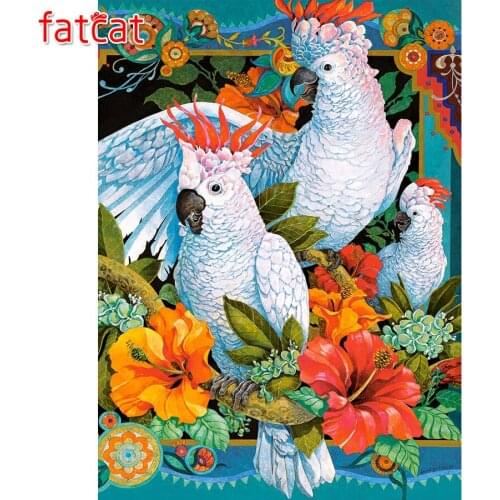 FATCAT 5d diy Diamond Painting Parrot flowers and birds Diamond Embroidery animal Full Square Round Drill Mosaic stickers AE535