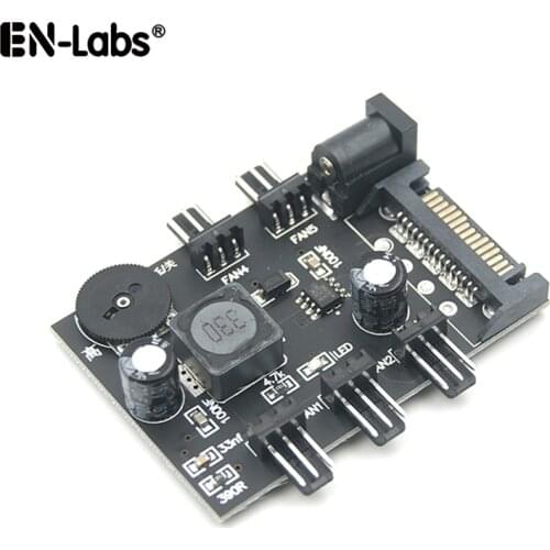 Computer PC Case CPU Cooler 3pin cooling fan speed temperature controller, 3 pin Fan Hub Power Supply Splitter by 4Pin or SATA