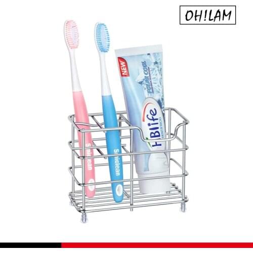 Electric Toothbrush Holder, Large Stainless Steel Toothpaste Holder Bathroom Accessories Organizer, Sliver / Black