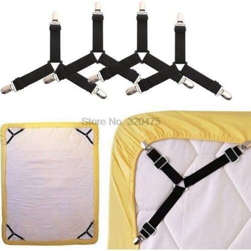 DHL 200set high qulity 4pcs/set Sheet Bed Adjustable Suspenders Band Straps Grippers Mattress Duvet Elastic Fasteners Clips