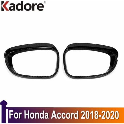 For Honda Accord 2018 2019 2020 ABS Carbon Fiber Side Door Mirror Cover Rear View Trim Rain Guard Visor Shade Bezel Frame Cover