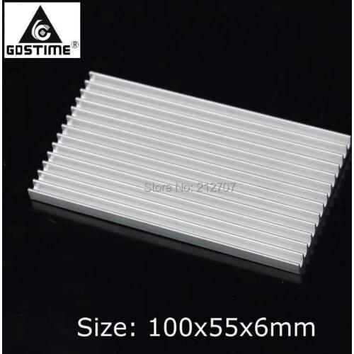Gdstime Aluminum Heatsink 100mm x 55mm x 6mm Cooling Fin Heat Sink Profile 100x55x6mm