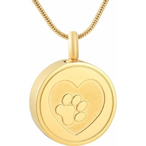 IJD9883 Stainless Steel Cremation Urn Pendant Necklace Ash Keepsake Urn Necklace for Pet Dog Cat