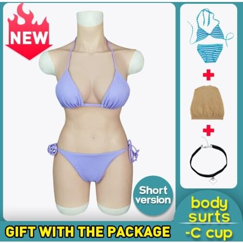 Short Version Silicone Breast Forms C Cup Boobs Whole Body Suits for Drag Queen Crossdresser Shemale