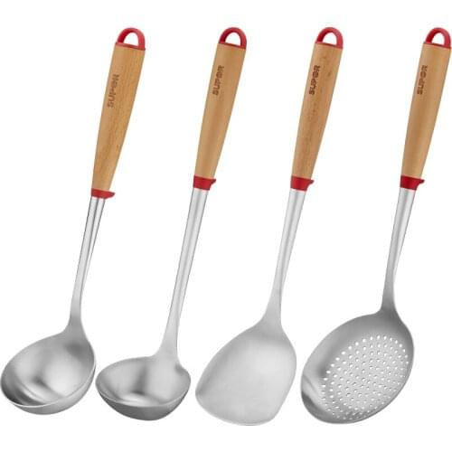 Ladel Kitchenware Ladel Stainless Steel Kitchen Utensils Spatula Spoons in All Sizes Household Cooking Thickened