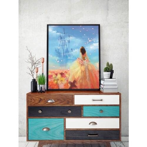 Ribbon Embroidery,DIY Painting Castle Girl,Color Print,Handmade,Needlework,Cross Stitch Kit, Ribbon Craft,Home Decor