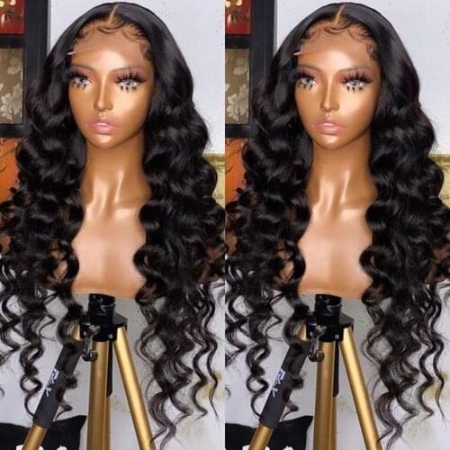 Luvin 30 32 Inch Loose Wave 13X4 Lace Front Wig Brazilian Human Hair Natural Remy Pre plucked 360 Frontal Water Wave Wig